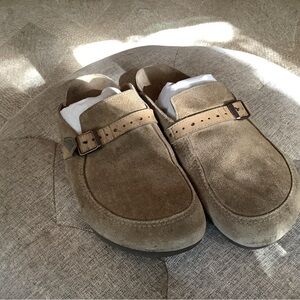 Birkenstock women’s Suede Slip-Ons - Brown